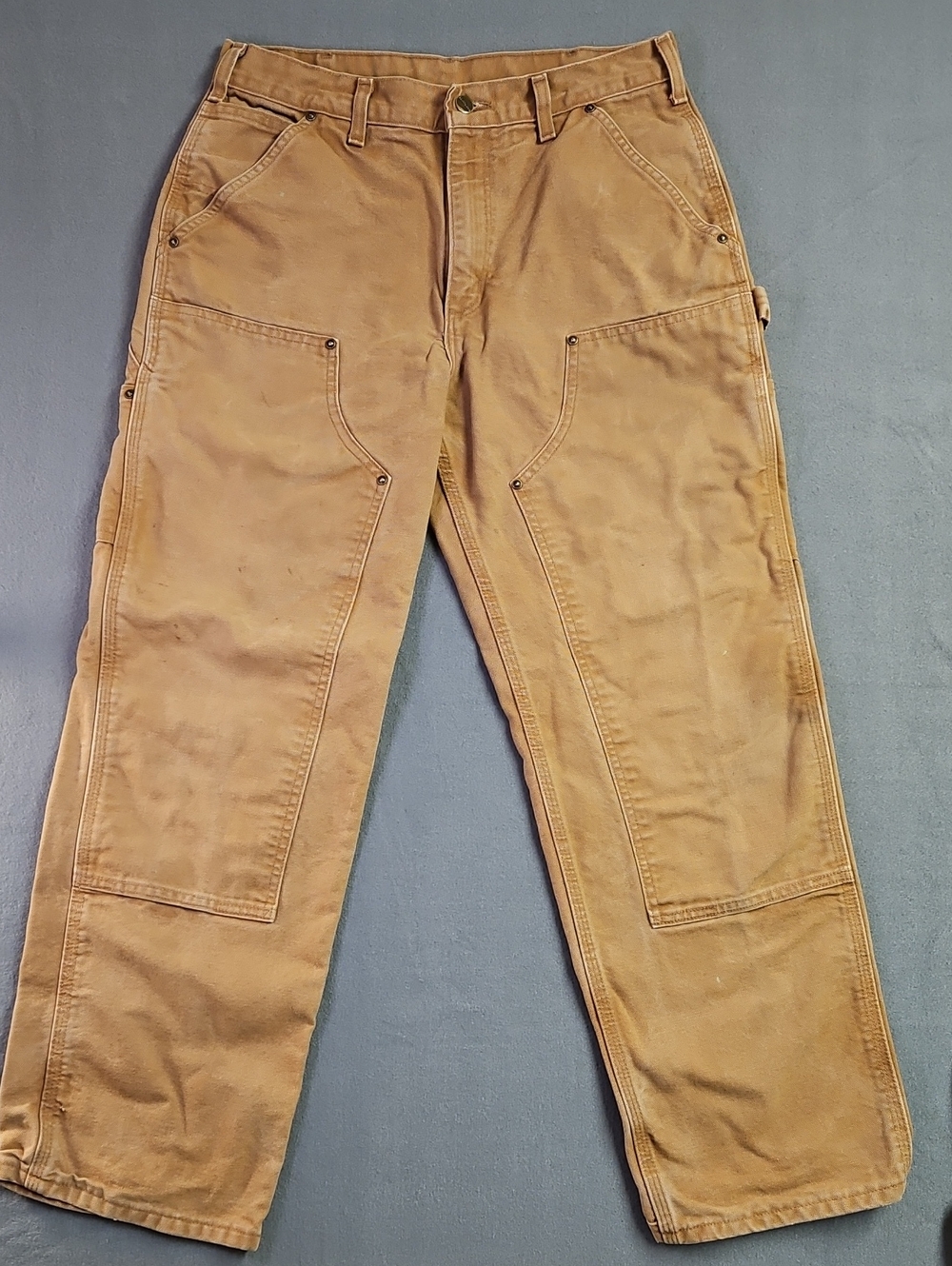 Carhartt B136-BRN loose original fit washed duck double-front utility work pants